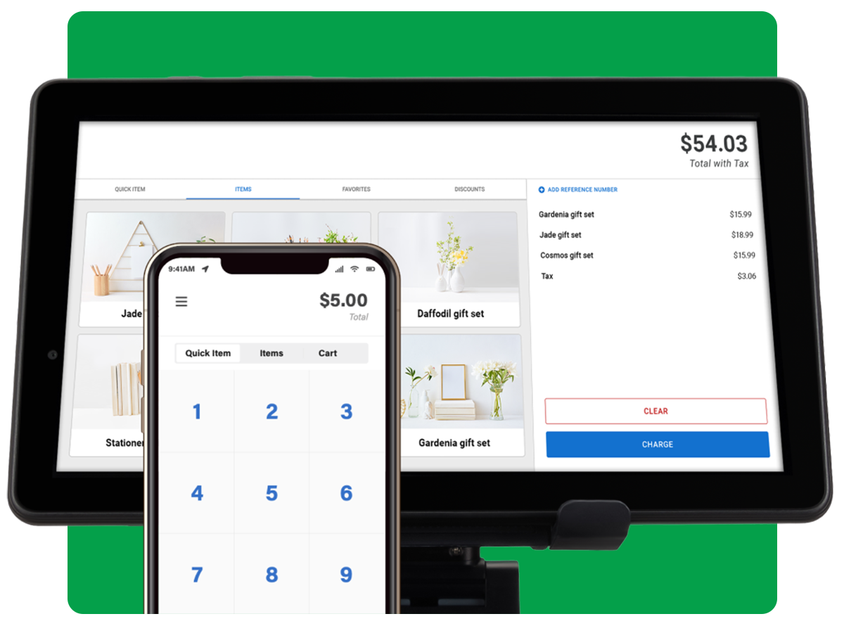 pos system with a green background